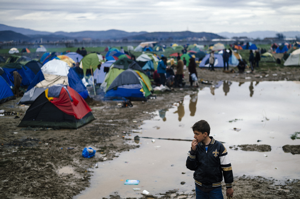 Im provisorischen Flüchtlingslager in der Nähe von Idomeni an der griechisch-mazedonischen Grenze