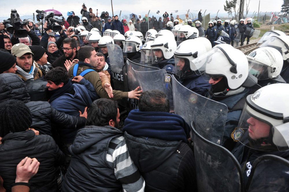 Idomeni an der griechisch-mazedonischen Grenze: Migranten fordern die Öffnung der Grenze