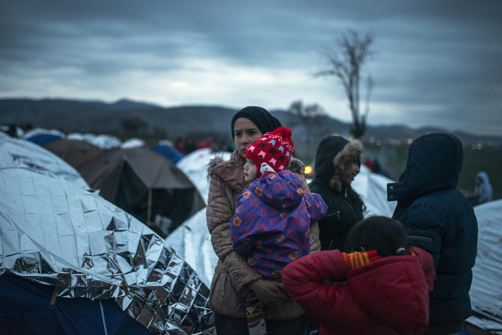 Im Flüchtlingslager nahe Tabanovce an der mazedonische-serbischen Grenze (9.3.)