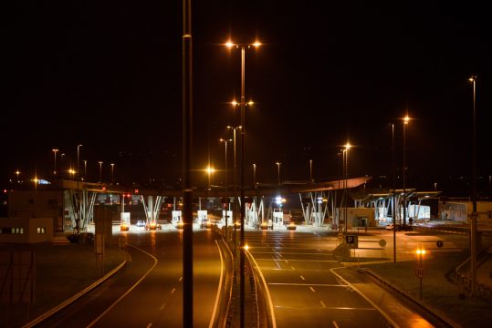 DerGrenzübergang Obrezje an der slowenischen Grenze zu Kroatien (9.3.)