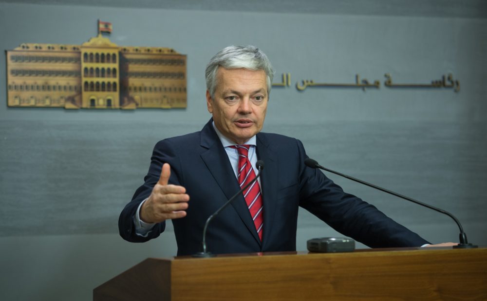 Außenminister Didier Reynders am 1.3. in Beirut