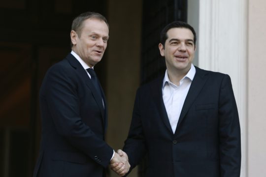 EU-Ratspräsident Donald Tusk trifft den griechischen Regierungschef Alexis Tsipras