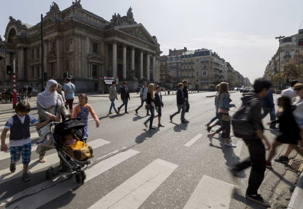 Fußgängerzone in Brüssel vor der Börse