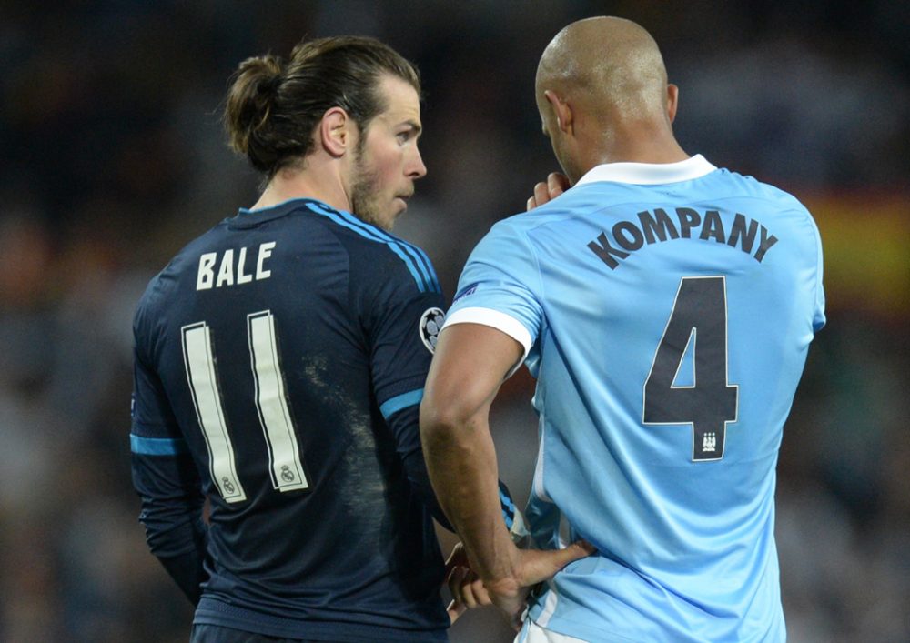 Gareth Bale (Real Madrid) und Vincent Kompany (Manchester City) nach dem 0:0-Unentschieden