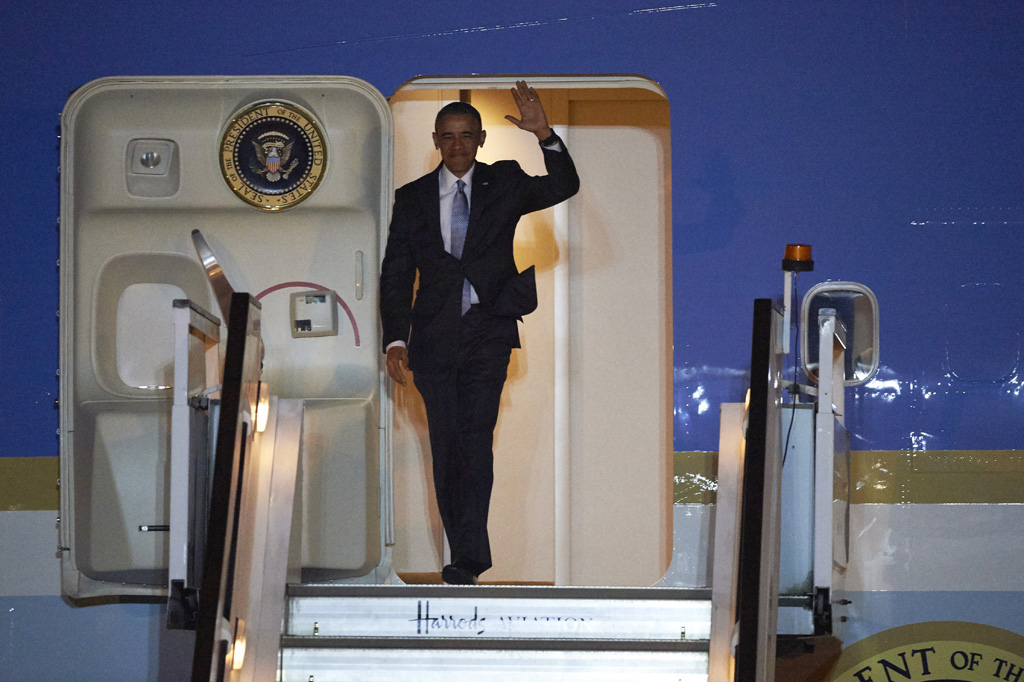 Barack Obama bei seiner Ankunft am Stansted Airport in London (21.4.)