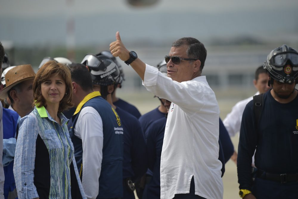 Ecuadors Präsident Rafael Correa am 24.4. in Manta