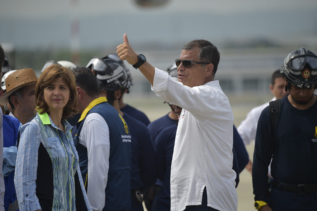 Ecuadors Präsident Rafael Correa am 24.4. in Manta