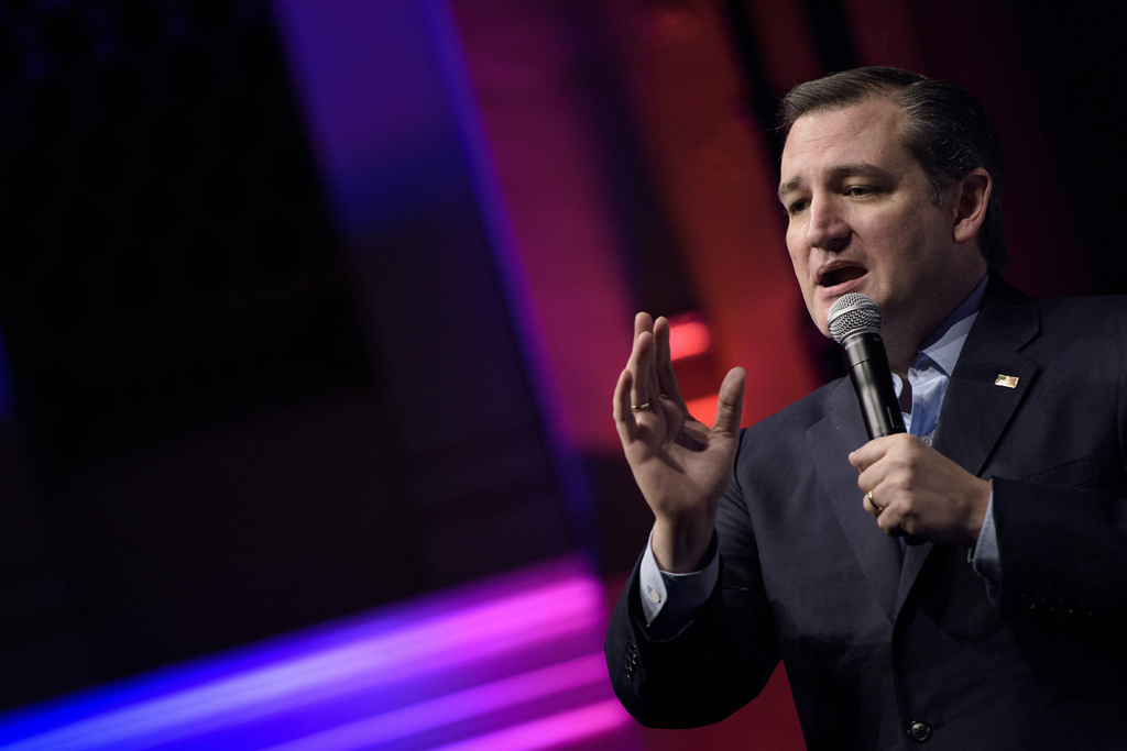 Der republikanische Kandidate Ted Cruz am 21.4. im Weinberg Theater Frederick, Maryland