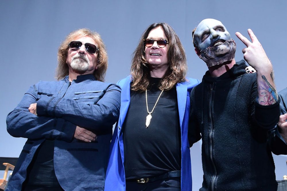 Geezer Butler und Ozzy Osbourne von Black Sabbath mit Corey Taylor (Slipknot) in LA, 12. Mai