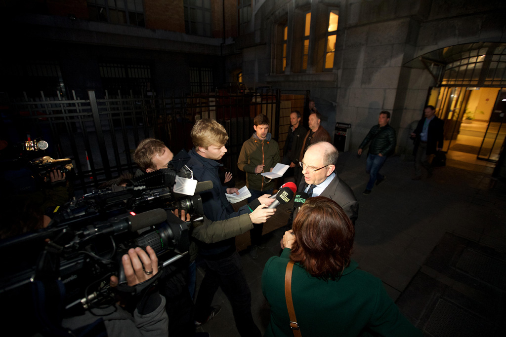 Justizminister Koen Geens am Freitagabend in Brüssel nach der Schlichtungsrunde mit den Gewerkschaften