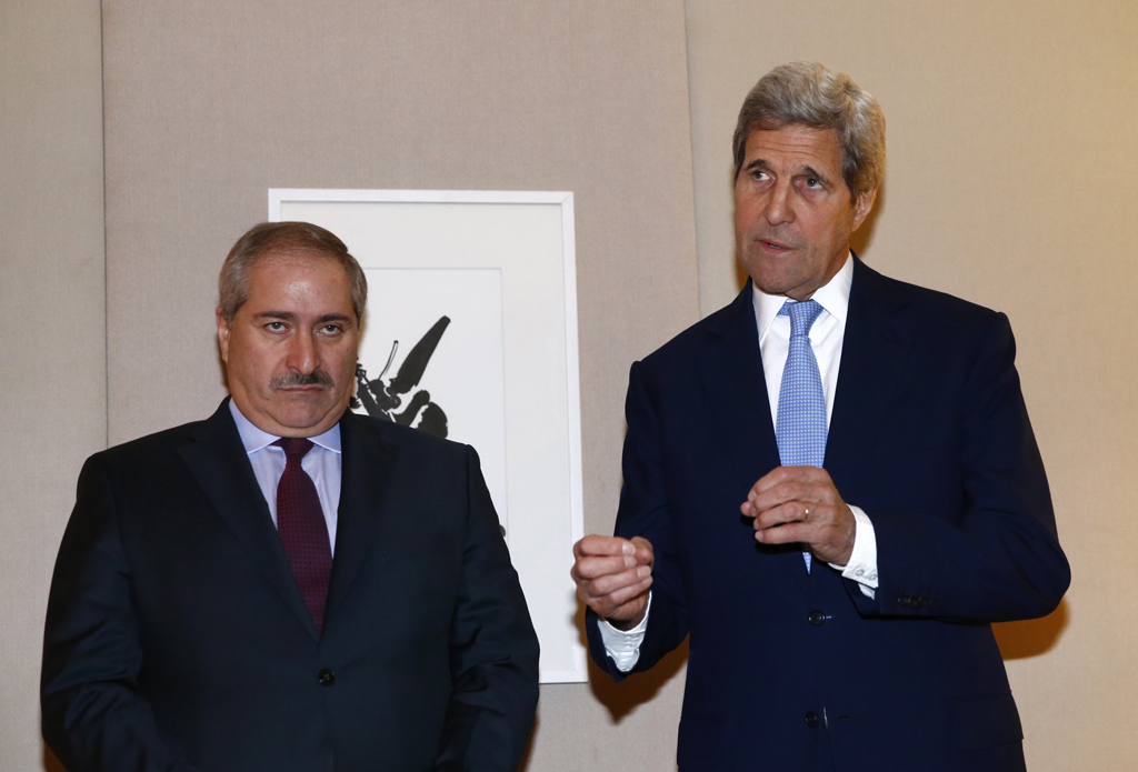 US-Außenminister John Kerry mit seinem jordanischen Amtskollegen Nasser Judeh in Genf