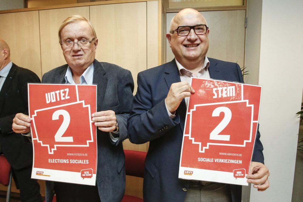 Marc Goblet und Rudy De Leeuw von der FGTB im Dezember 2015 in Brüssel