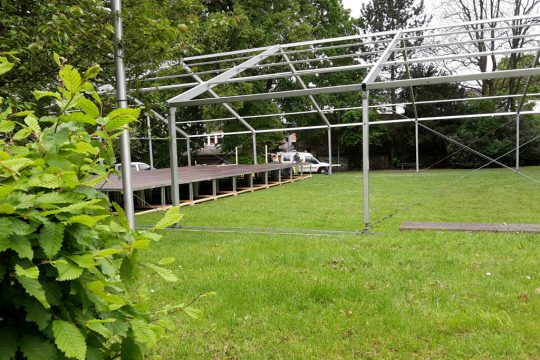 Aufbauarbeiten für den Eupen Musik Marathon laufen