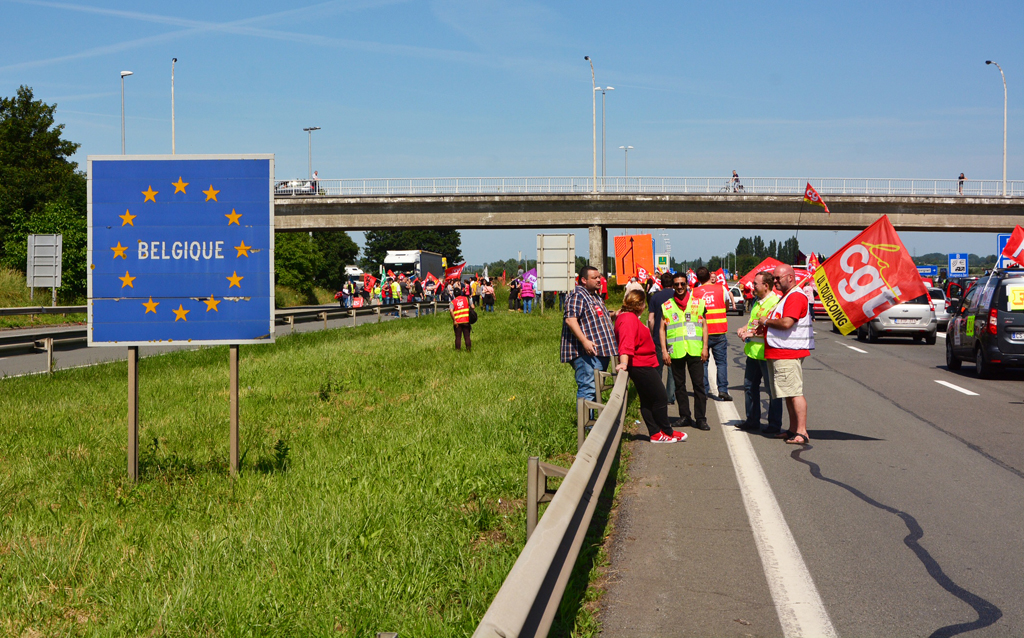 Französische Gewerkschaftsvertreter blockieren E17