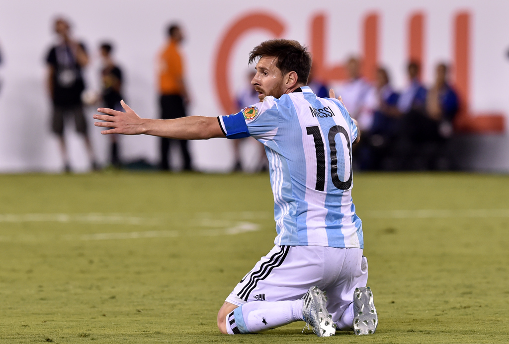 Der Argentinier Lionel Messi während der Begegnung gegen Chile im Finale der Copa America Centenario (26.6.2016)