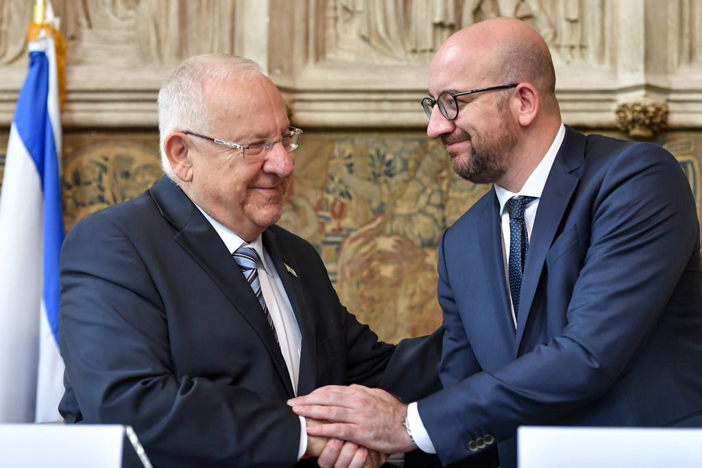 Der israelische Präsident Reuven Rivlin und Premierminister Charles Michel in Brüssel