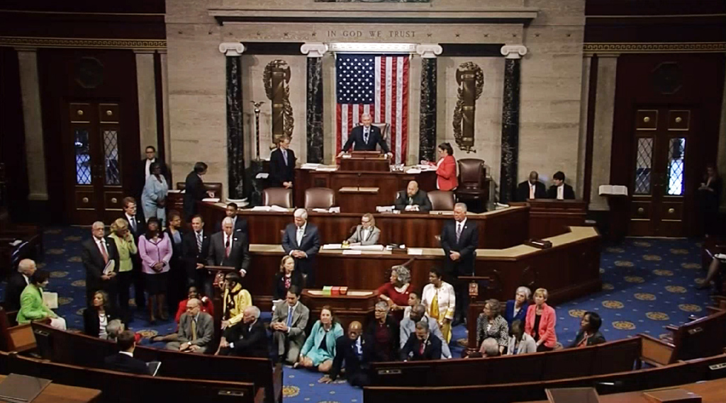 Sitzblockade demokratischer Abgeordneter im US-Kongress (22.6.2016)