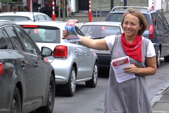 Sensibilisierungsaktion der FGTB am Rande des Eupener Wochenmarkts auf dem Werthplatz