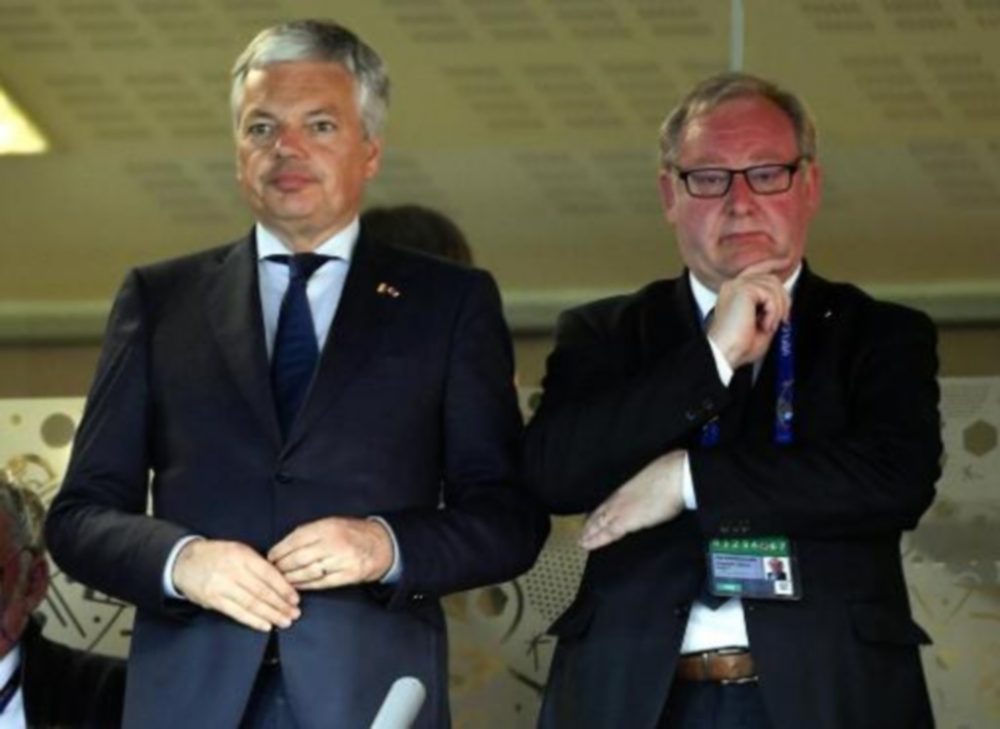 Verbandspräsident De Keersmaecker und Außenminister Reynders bei der EM