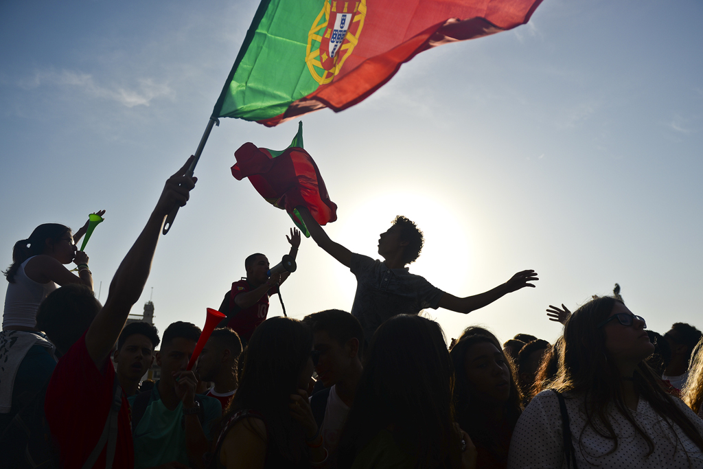 Portugiesische Fans feiern in Lissabon