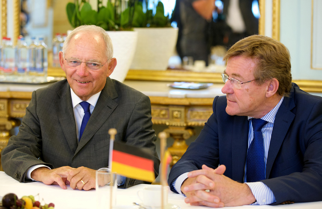 Wolfgang Schäuble und Johan Van Overtveldt am 12.7.2016