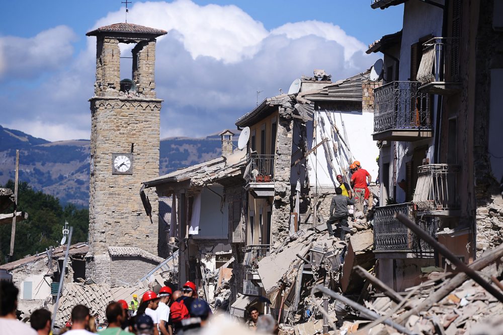 Zerstörtes Zentrum von Amatrice im August 2016