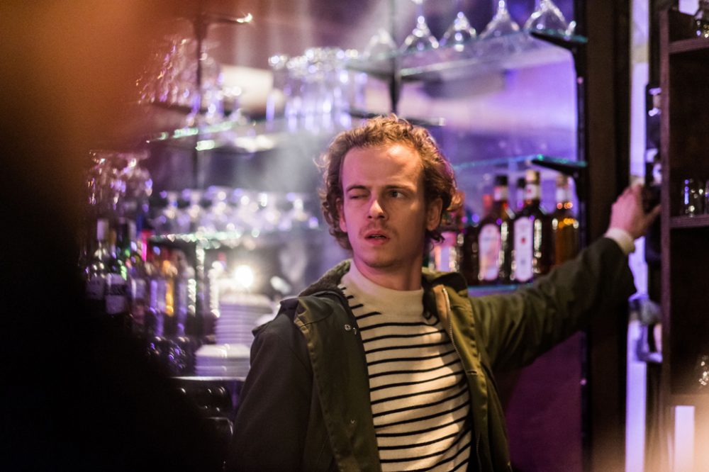 Schauspieler Stef Aerts bei den Dreharbeiten zu "Café Belgica" in Gent (Januar 2015)