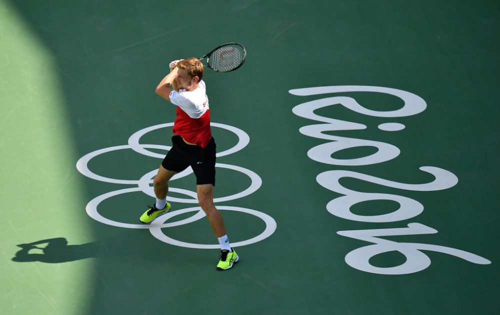 Tennisprofi David Goffin beim Training in Rio