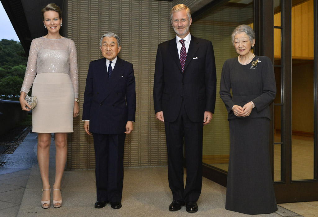 2012: Kronprinz Philippe und Prinzessin Mathilde zu Besuch bei Kaiser Akihito und Kaiserin Michiko