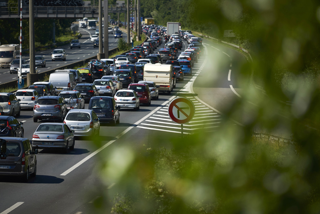 Stau auf der "Autoroute du Soleil" (A7) in der Nähe von Lyon (9.7.)