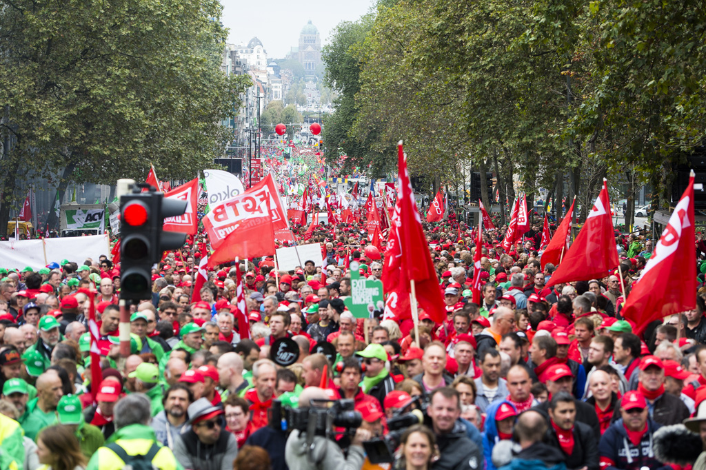 Protestkundgebung der Gewerkschaften gegen die Michel-Regierung in Brüssel