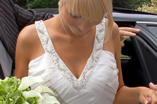 Patricia Zeevaert bei ihrer Hochzeit mit Radprofi Philippe Gilbert in Harzé, 2010.