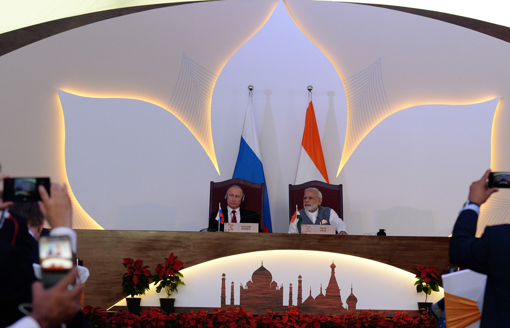 Indiens Premier Narendra Modi und der russische Präsident Putin am Samstag in Goa