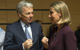 Außenmiister Didier Reynders mit der EU-Außenbeauftragten Federica Mogherini in Luxemburg