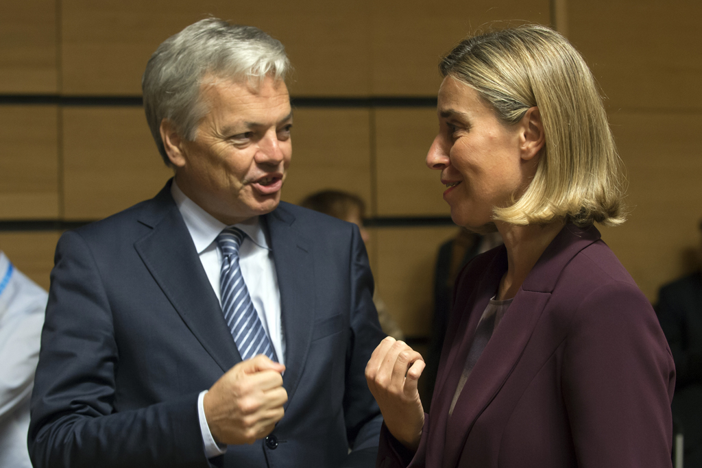 Außenmiister Didier Reynders mit der EU-Außenbeauftragten Federica Mogherini in Luxemburg