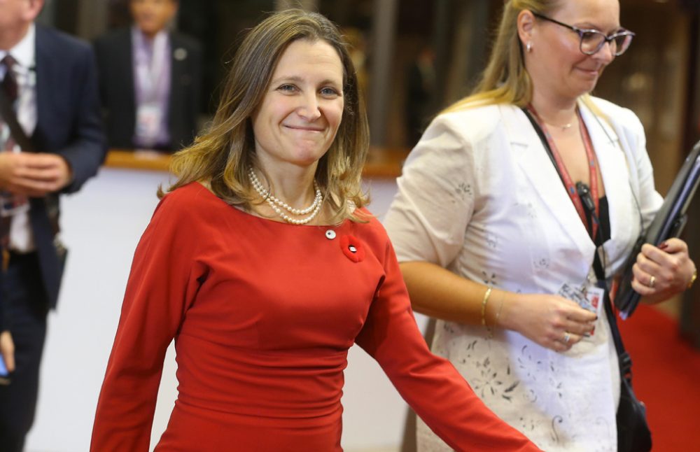 Handelsministerin Chrystia Freeland vor der Ceta-Unterzeichnung in Brüssel (30.10.)