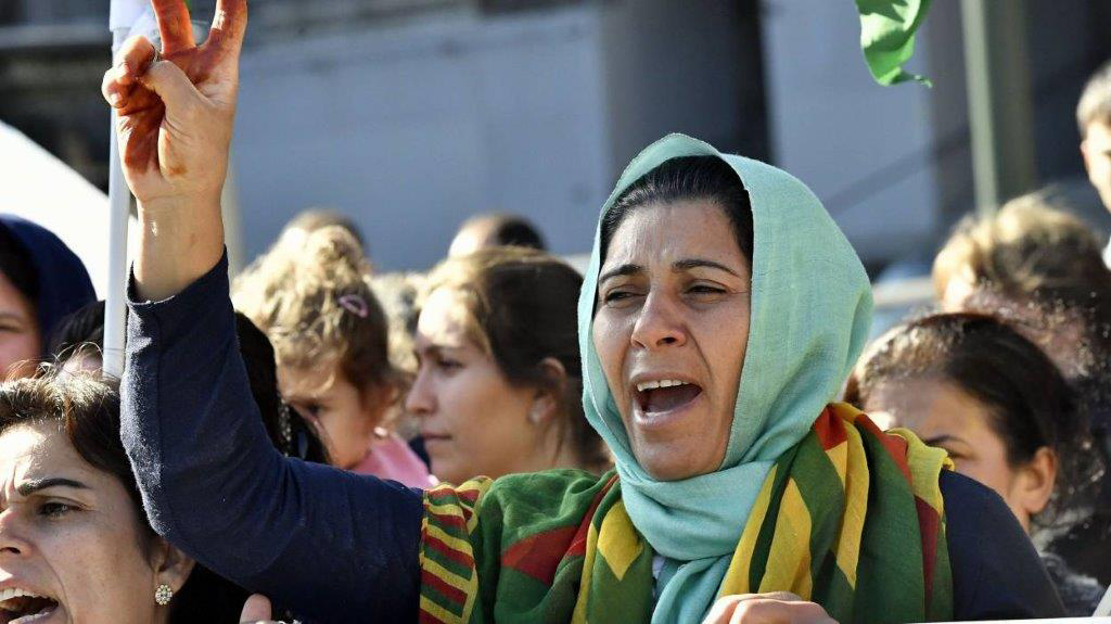 Kurdendemonstration gegen den türkischen Präsidenten Erdogan in Brüssel