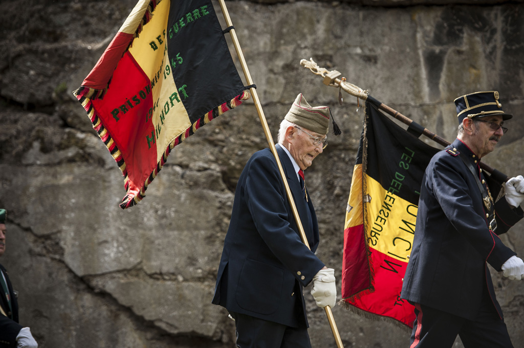 Veteranen bei der Gedenkfeier für die Opfer des Ersten Weltkriegs im Fort Loncin am 3.8.2014
