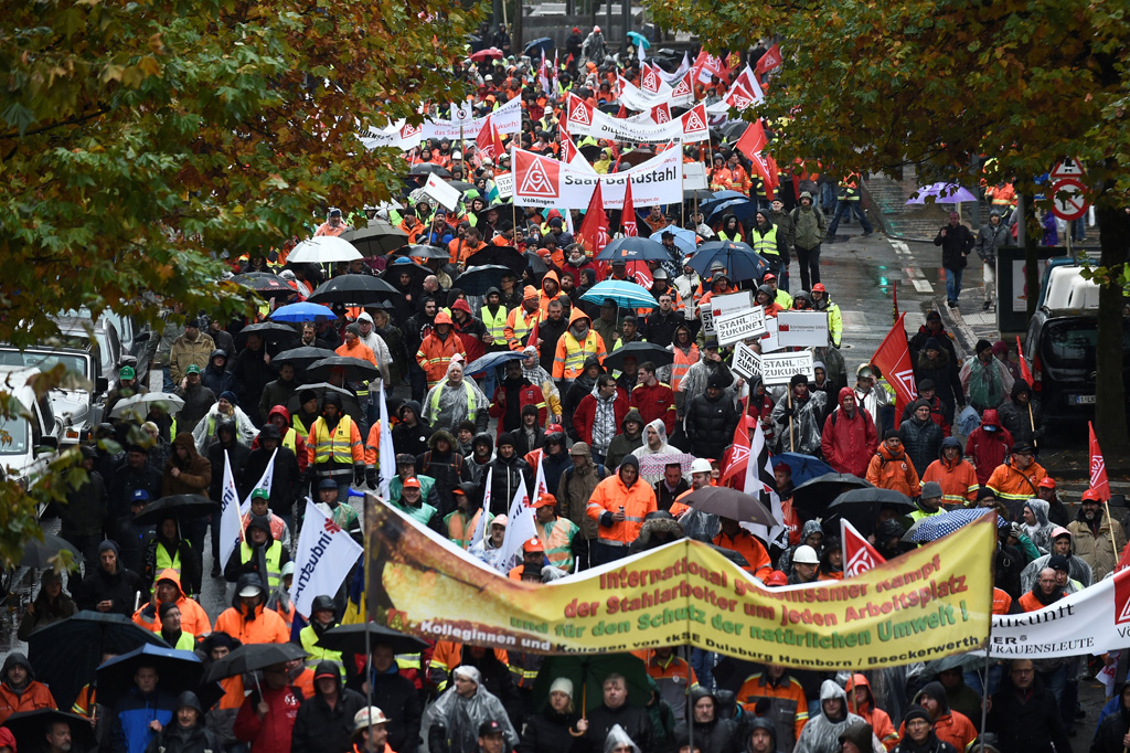 Tausende Stahlarbeiter protestieren in Brüssel