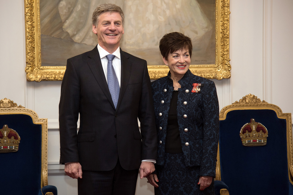 Neuseeland neuer Premier Bill English und Generalgouverneurin Patsy Reddy in Wellington (12.11.)