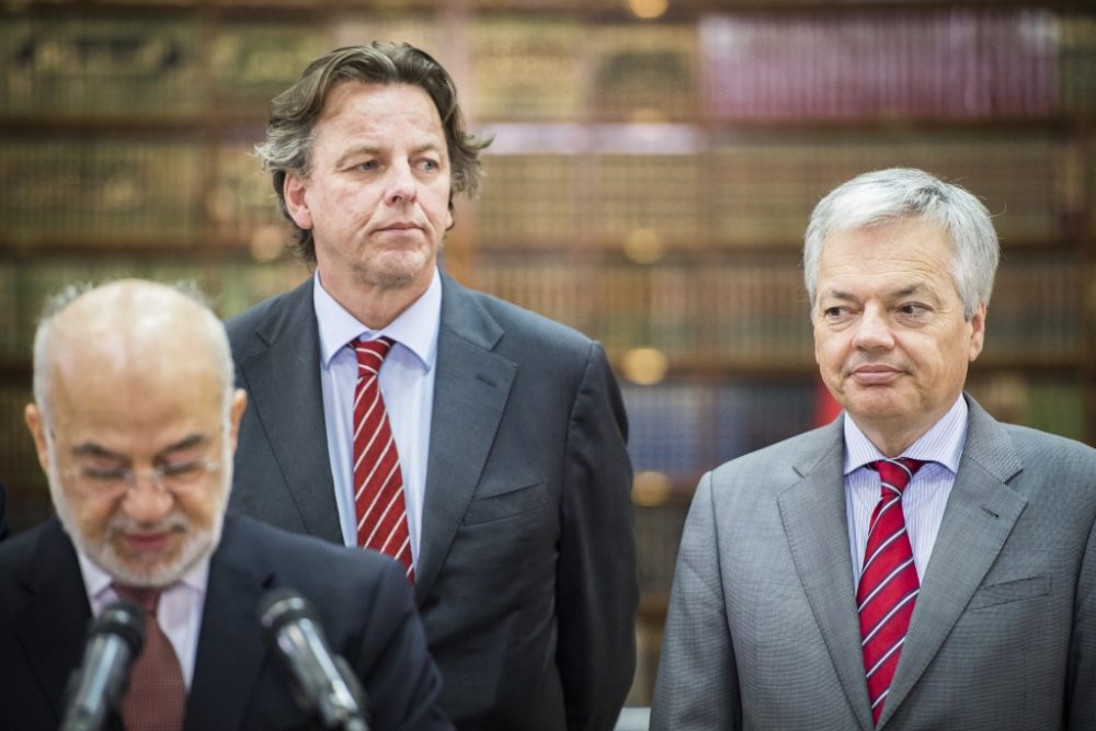 Irakischer Außenminister Ibrahim al-Jaafari mit Amtskollegen aus den Niederlanden und Belgien, Bert Koenders und Didier Reynders