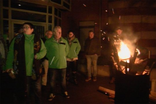 Streikposten bei der CSC Verviers