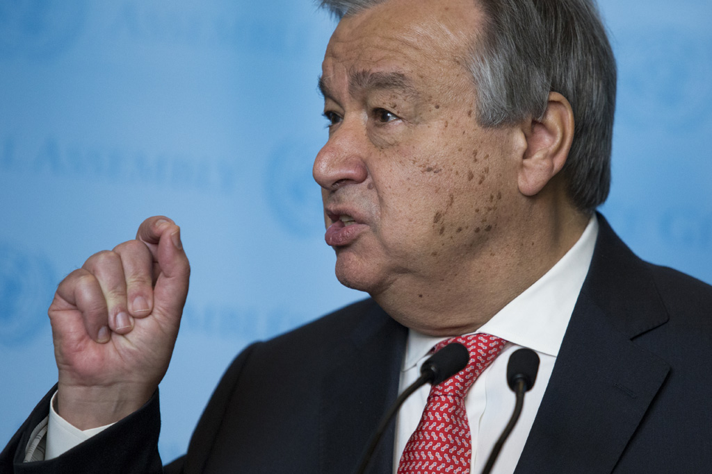 Antonio Guterrez bei seiner Vereidigung als UN-Generalsekretär