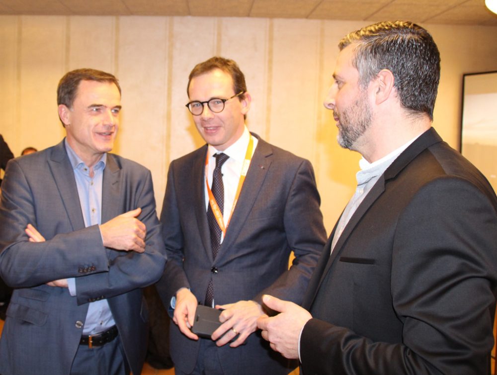 Benoît Lutgen, Wouter Beke und Pascal Arimont beim Neujahrsempfang der CSP in Oudler