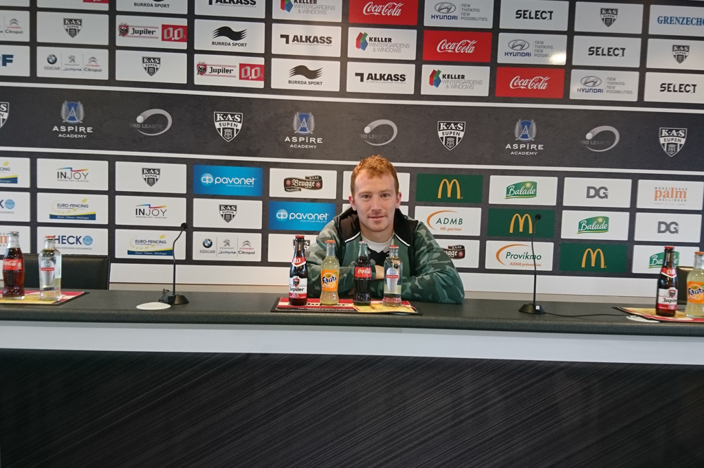 Christian Brüls am Freitag bei der AS-Konferenz vor dem Spiel gegen Kortrijk