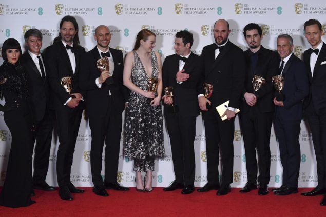 Die Lal La Land-Crew am Sonntag in London bei den Britischen Filmpreisen