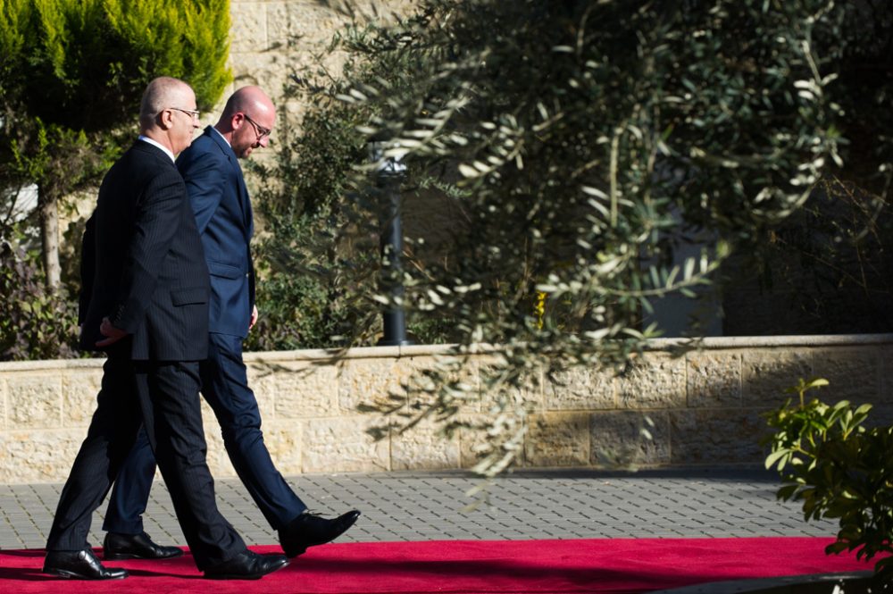 Der palästinensische Premierminister Rami Hamdallah und Premierminister Charles Michel am Dienstag in Ramallah