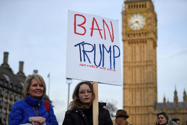 Proteste gegen den geplanten Besuch von Donald Trump in Großbritannien