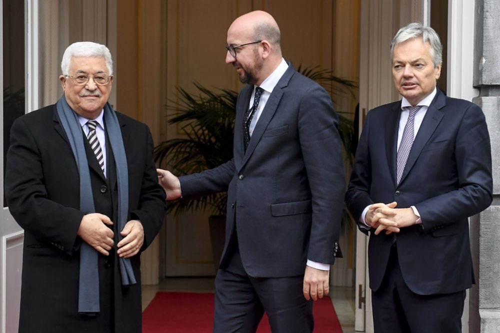 Michel und Reynders mit dem palästinensischen Präsidenten Abbas in Brüssel