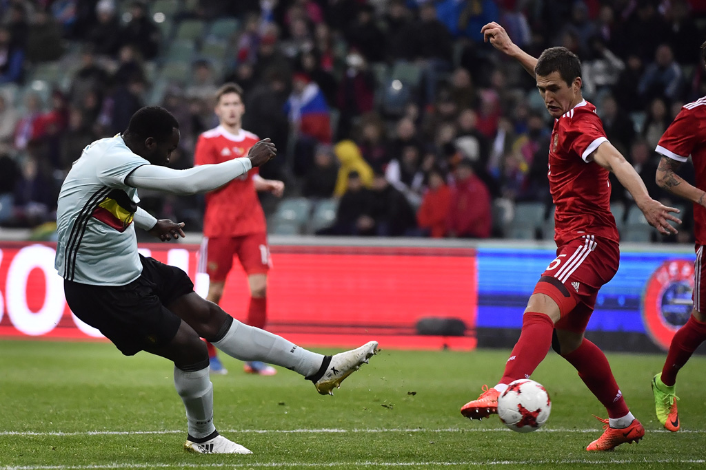 Romelu Lukaku in Aktion beim Freundschaftsspiel gegen Russland